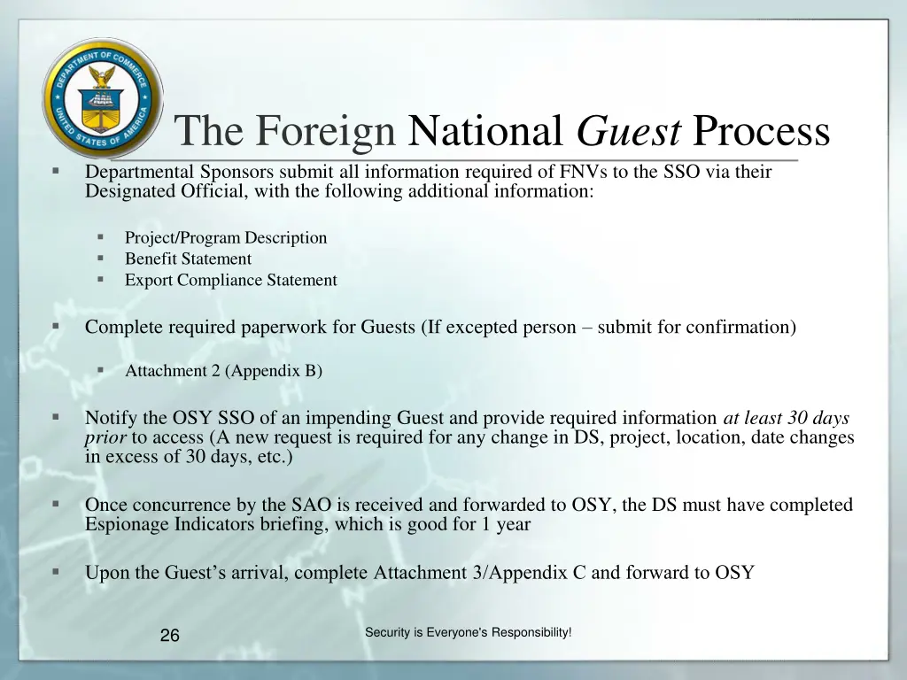 the foreign national guest process departmental