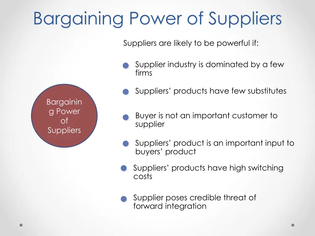 bargaining power of suppliers