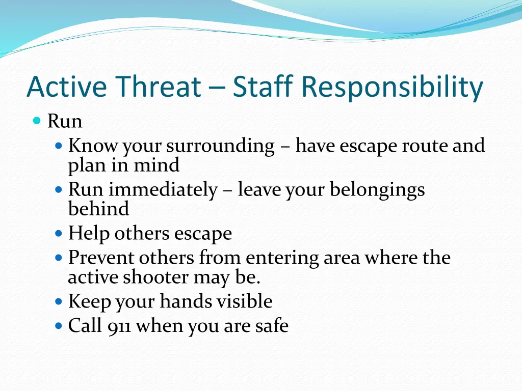 active threat staff responsibility run know your