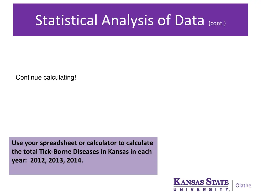 statistical analysis of data cont