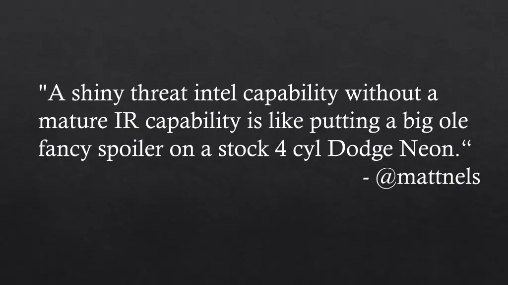 a shiny threat intel capability without a mature