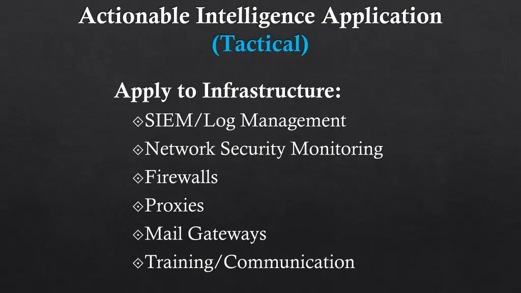 actionable intelligence application tactical