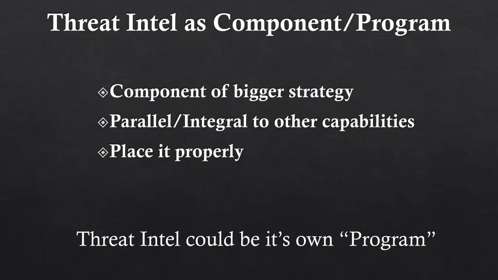 threat intel as component program