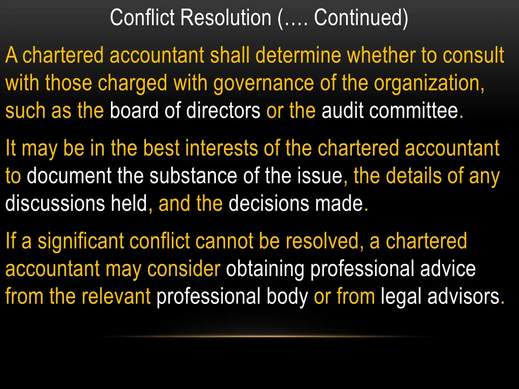 conflict resolution continued a chartered