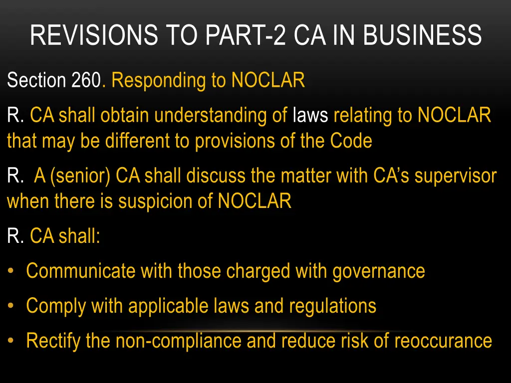 revisions to part 2 ca in business 1