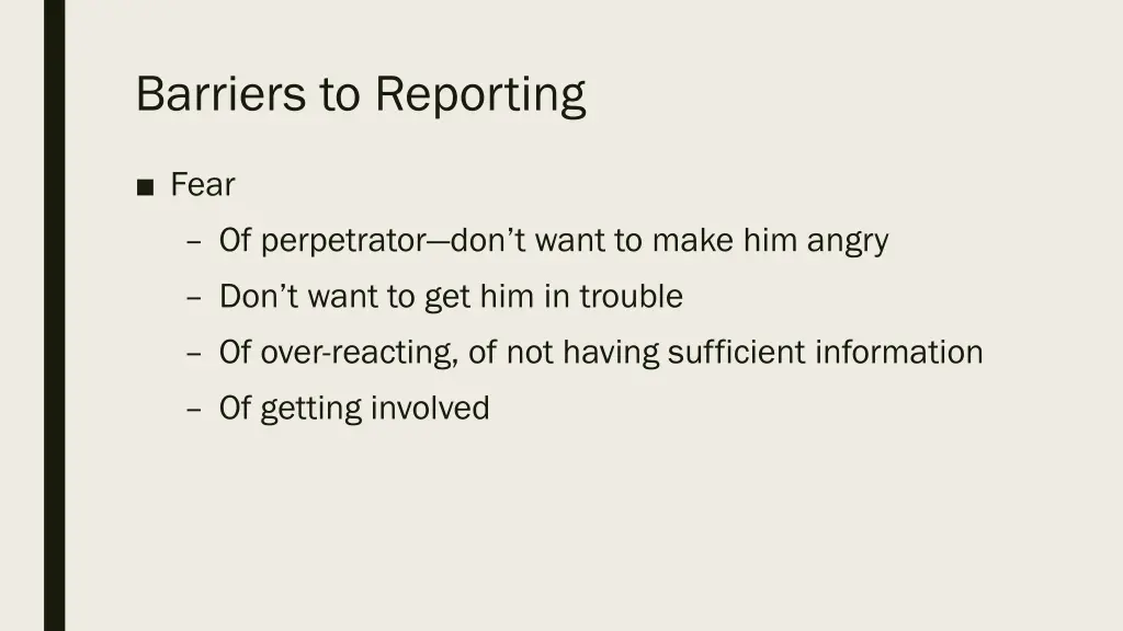 barriers to reporting 1