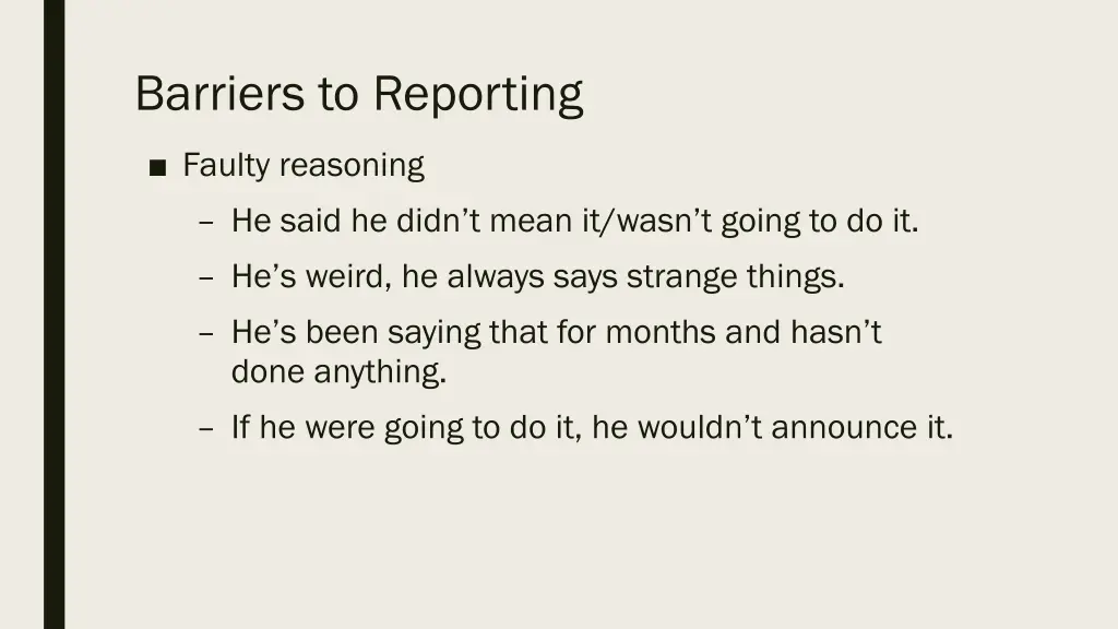 barriers to reporting 2