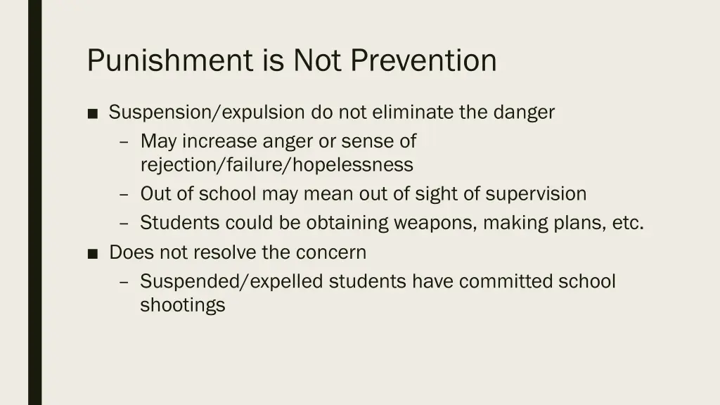 punishment is not prevention