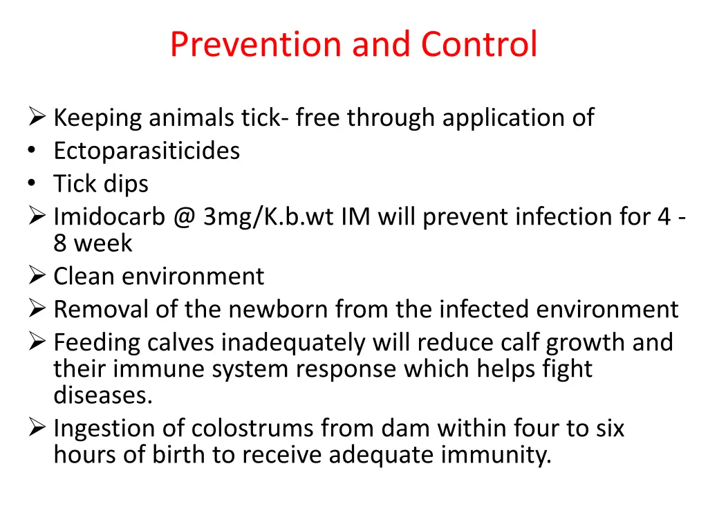 prevention and control