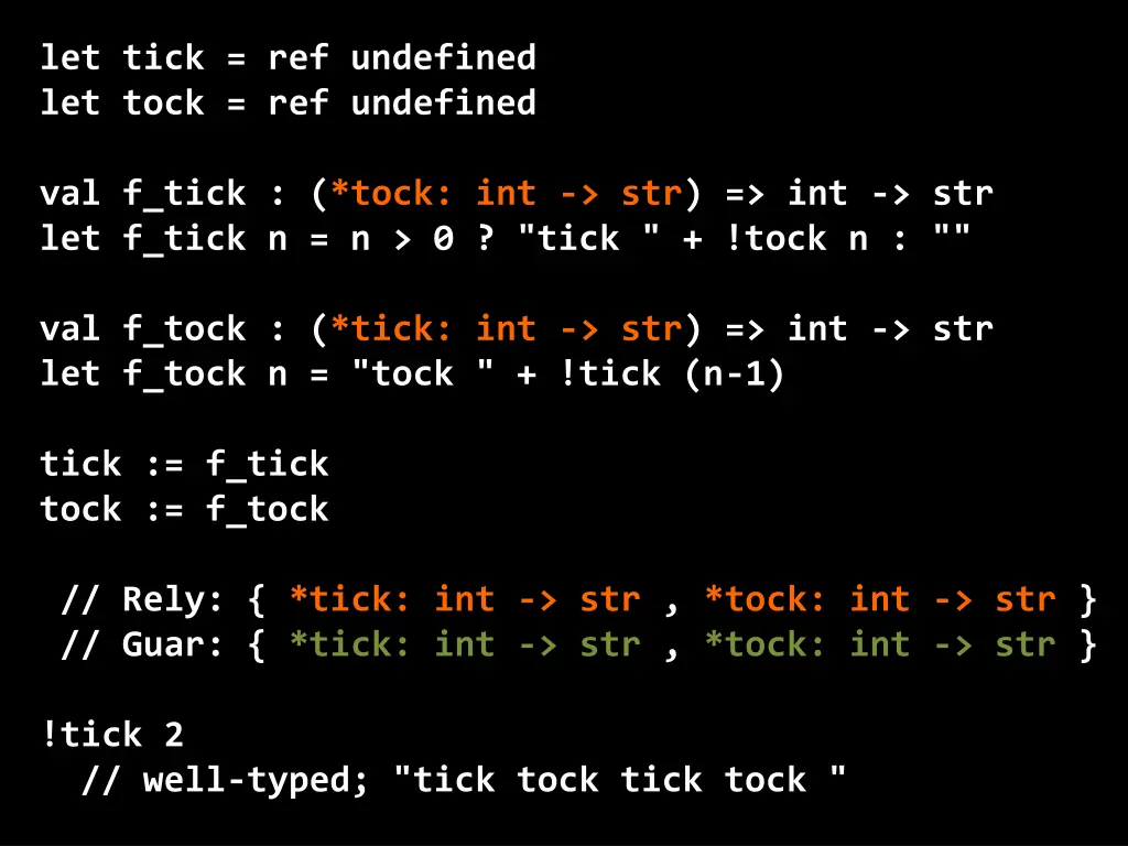 let tick ref undefined let tock ref undefined 1