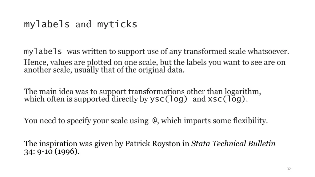 mylabels and myticks