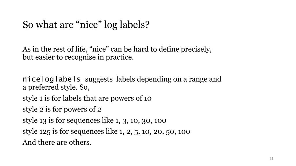 so what are nice log labels