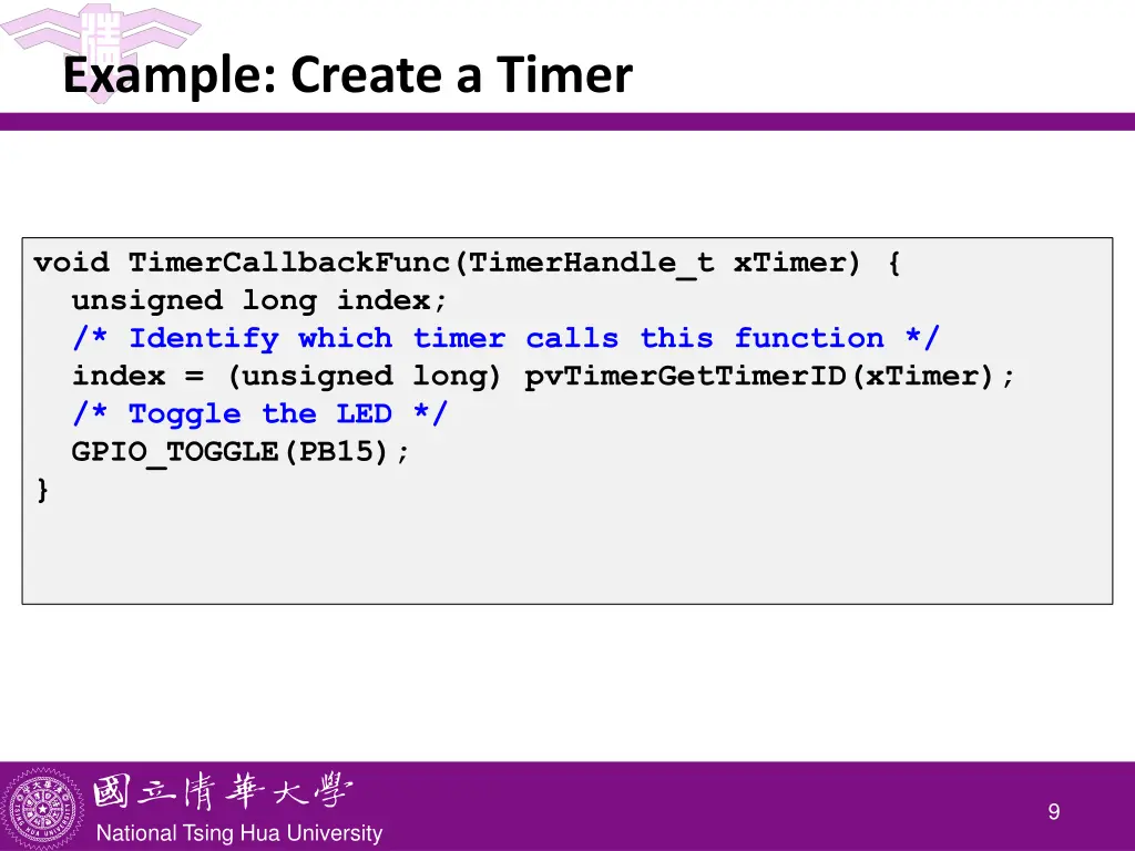 example create a timer 1