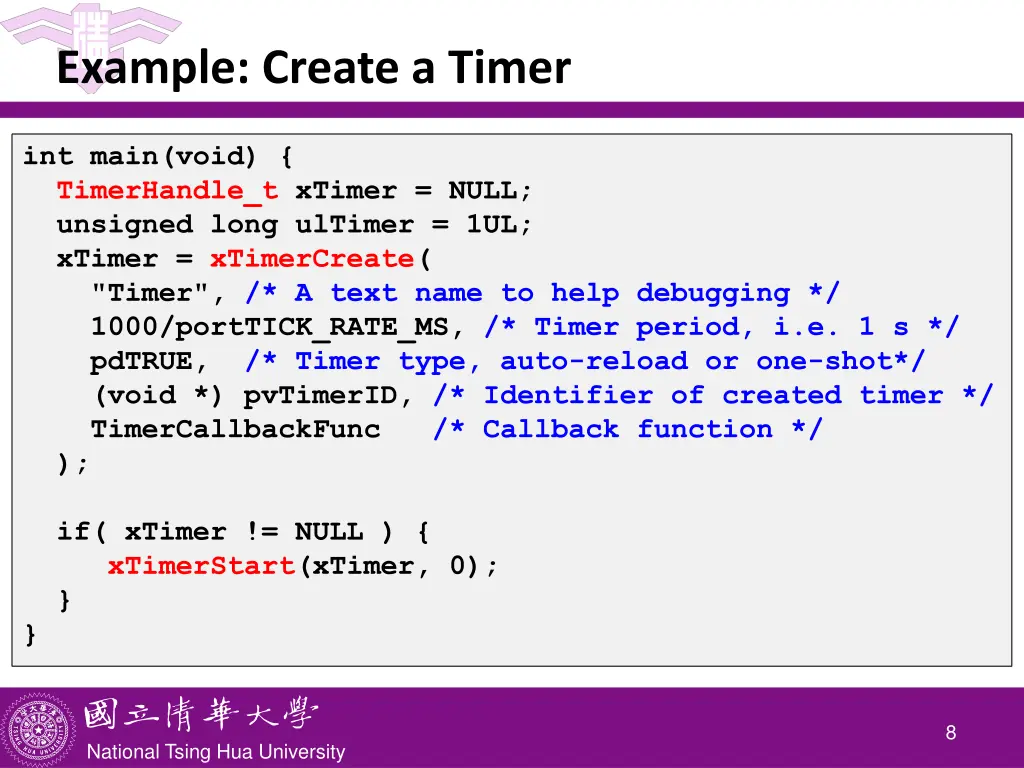 example create a timer