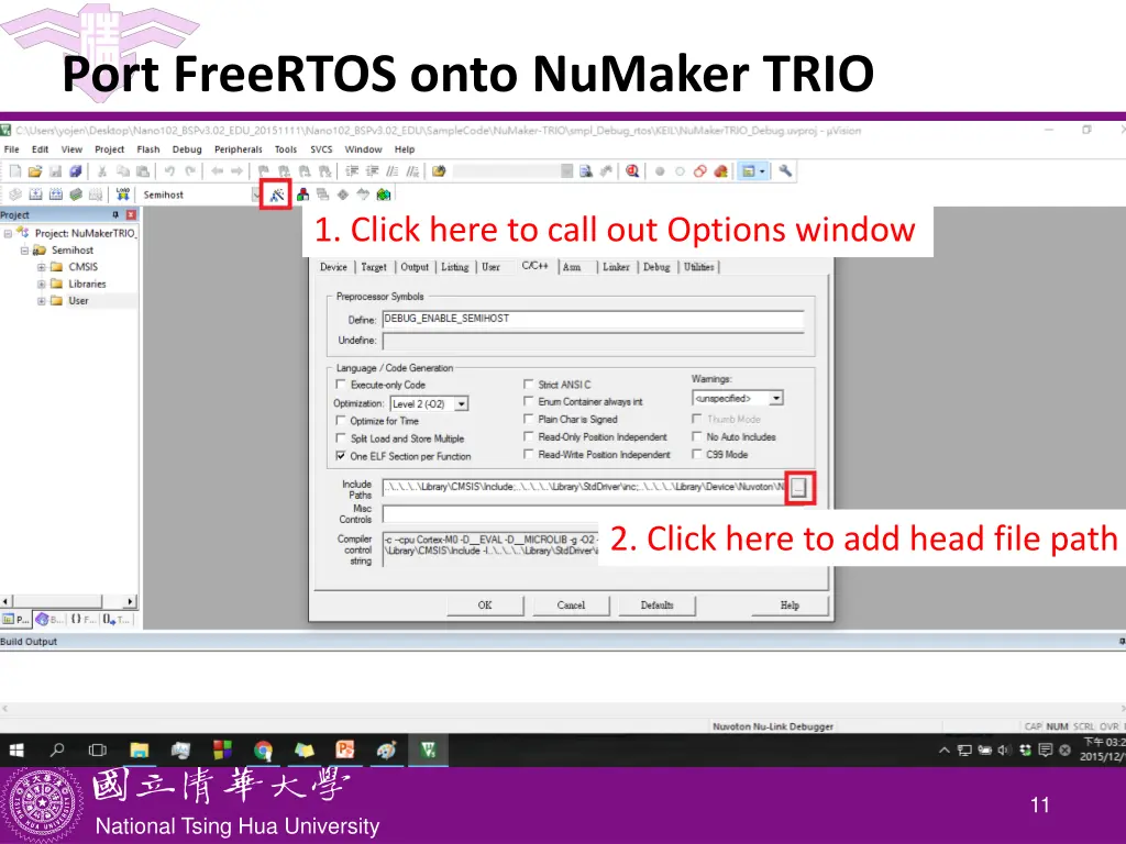 port freertos onto numaker trio 1