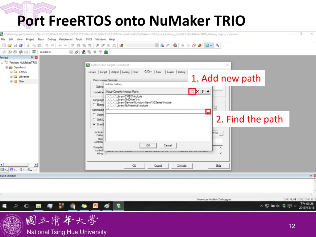 port freertos onto numaker trio 2