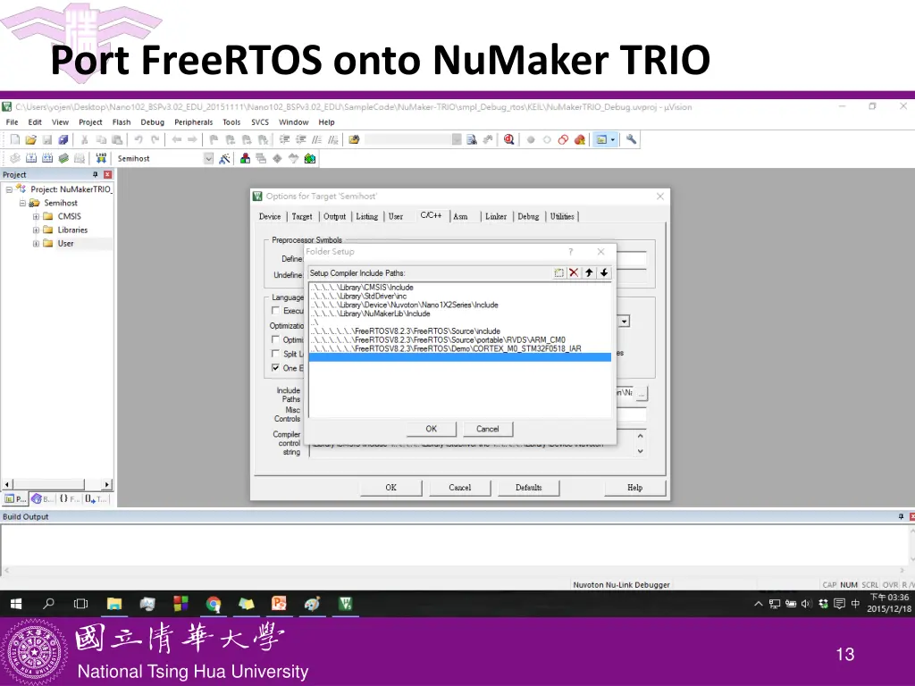 port freertos onto numaker trio 3