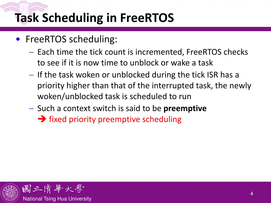 task scheduling in freertos