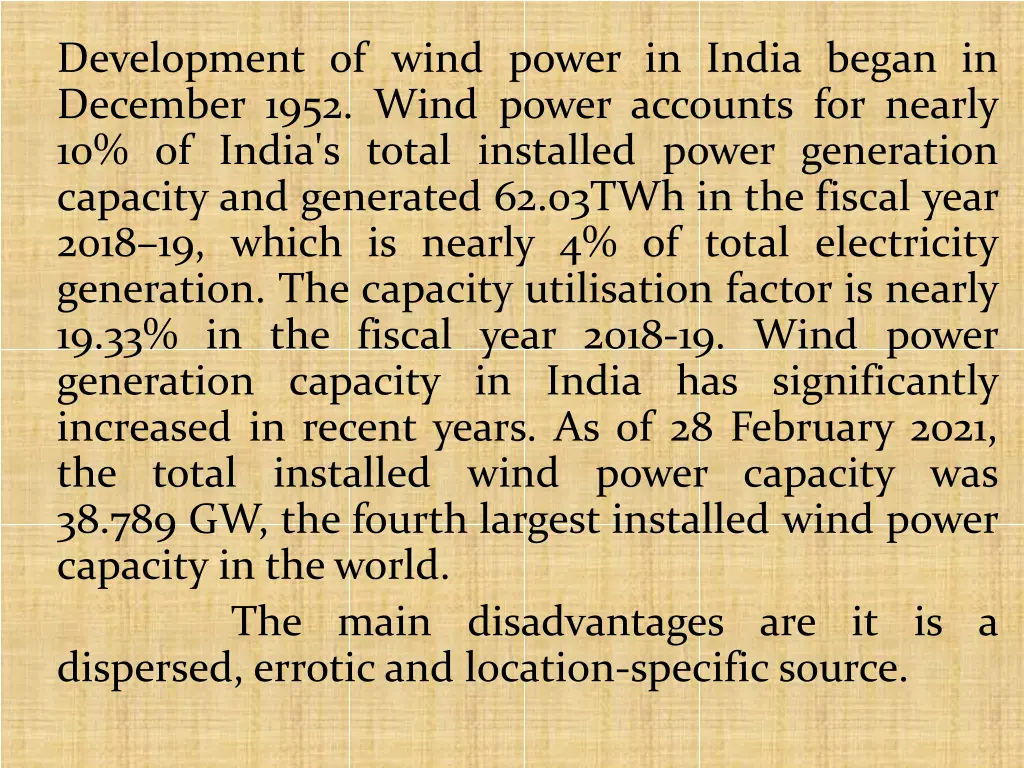 development of wind power in india began