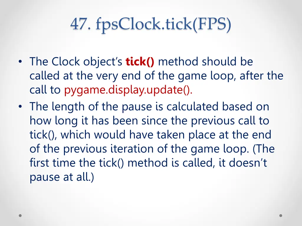 47 fpsclock tick fps