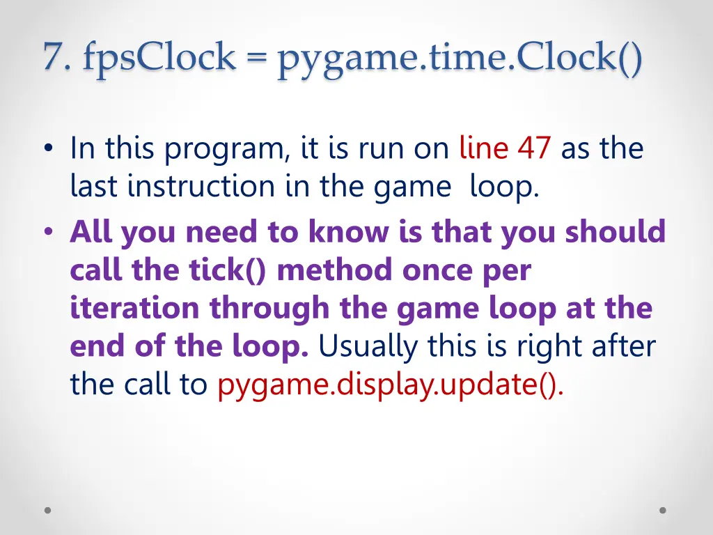 7 fpsclock pygame time clock