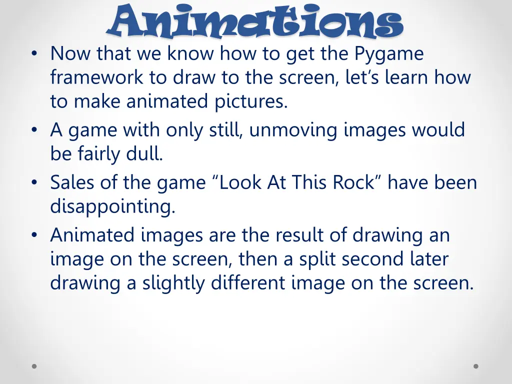 animations animations now that we know