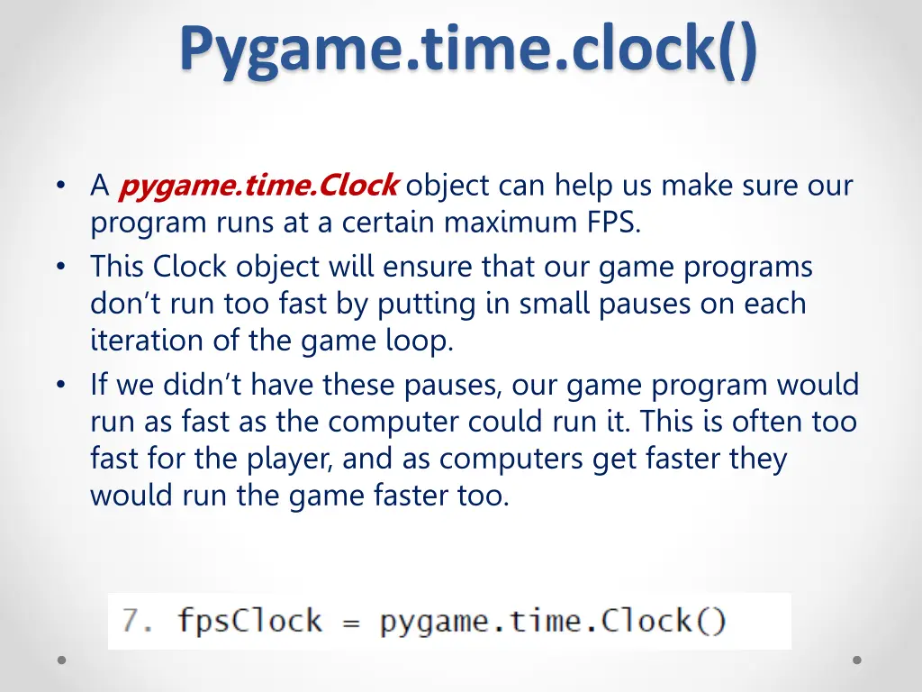 pygame time clock