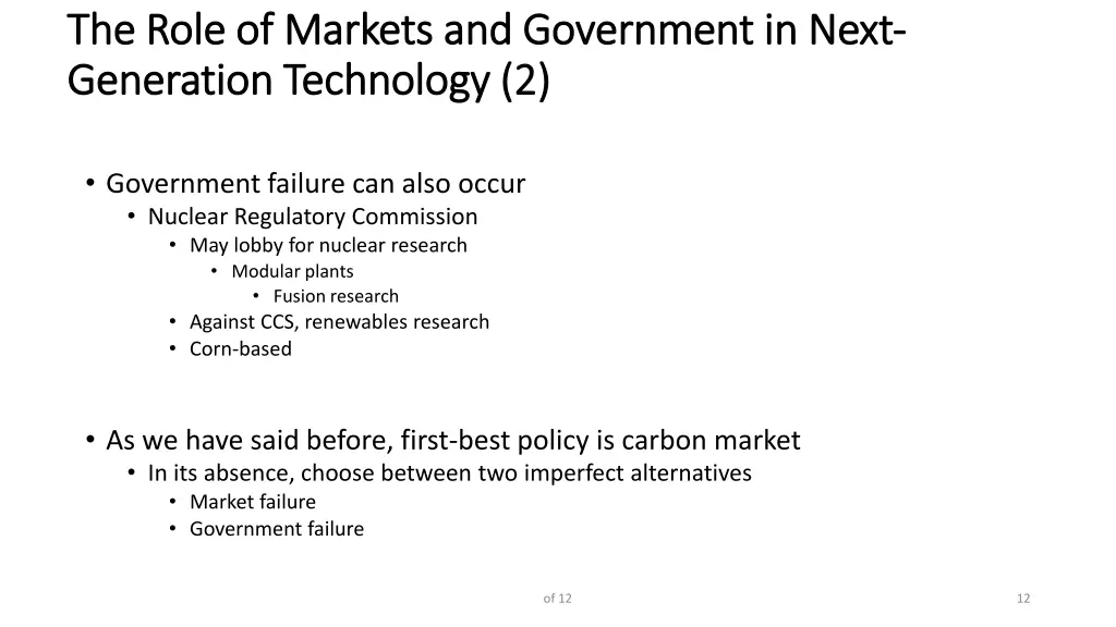 the role of markets and government in next 1