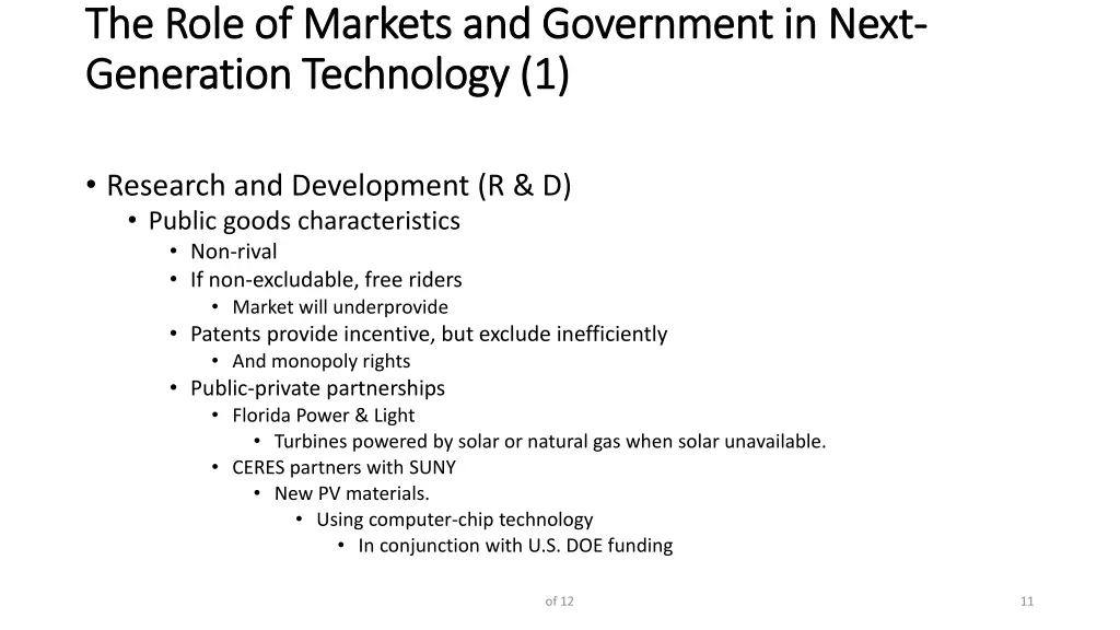 the role of markets and government in next