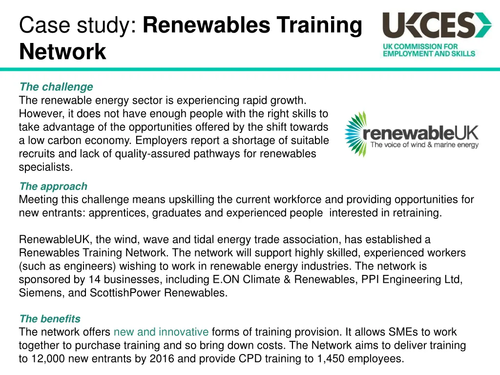 case study renewables training network