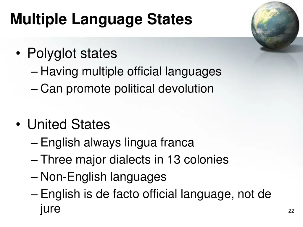 multiple language states