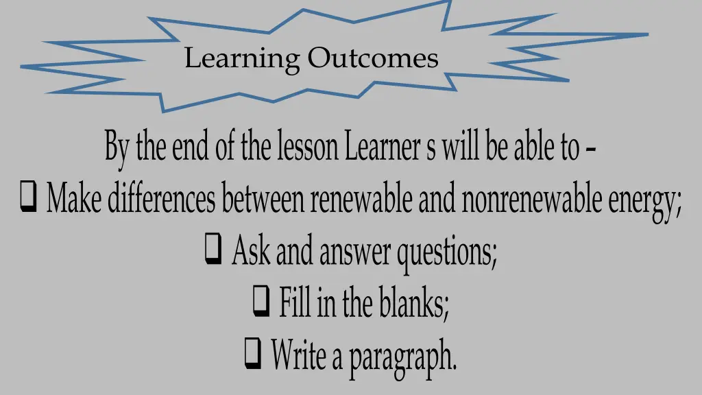 learning outcomes