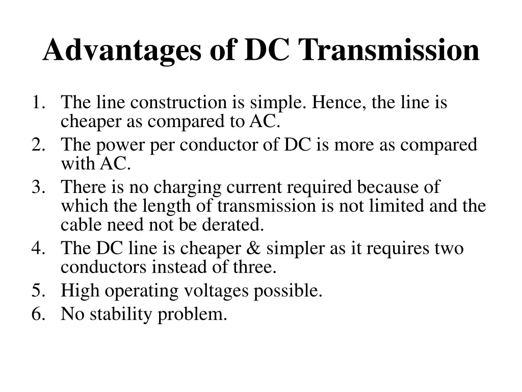 advantages of dc transmission