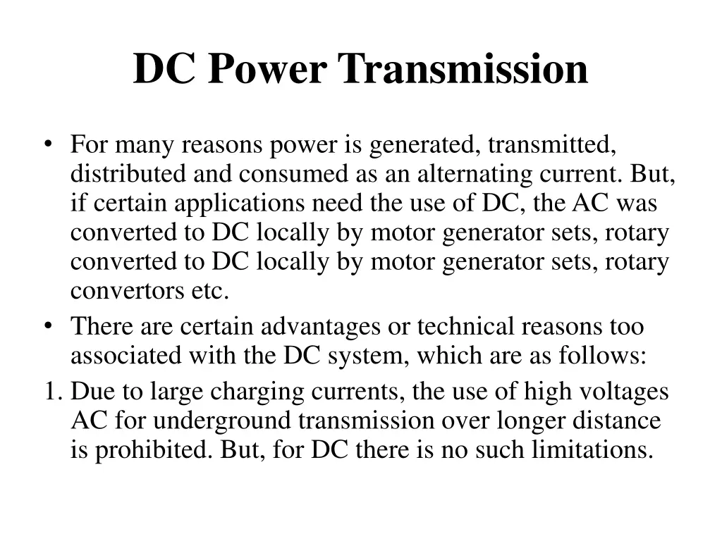 dc power transmission