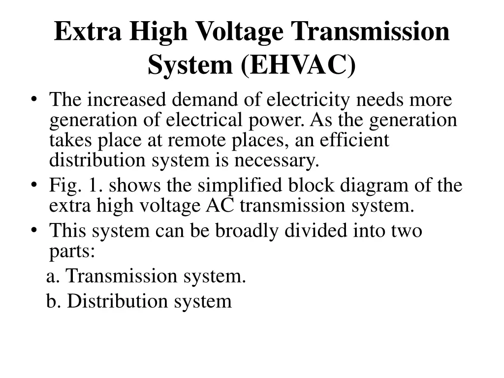 extra high voltage transmission system ehvac