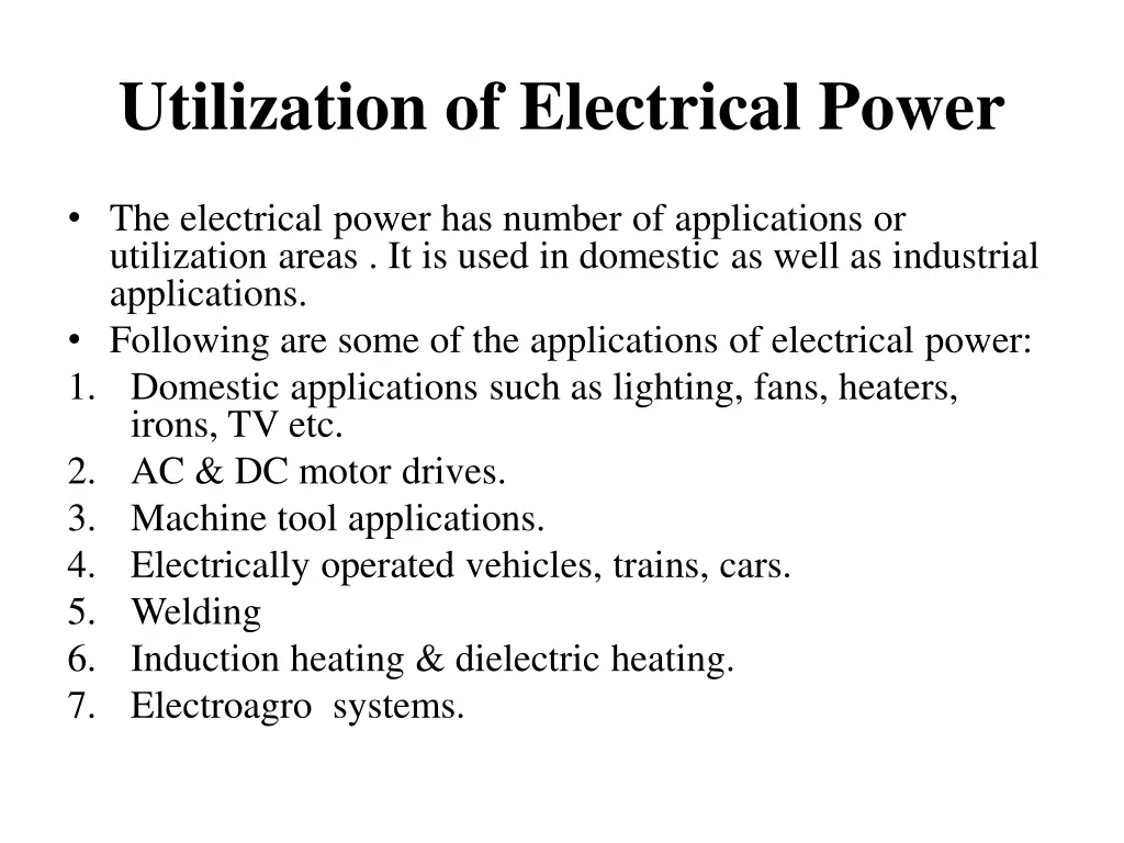 utilization of electrical power