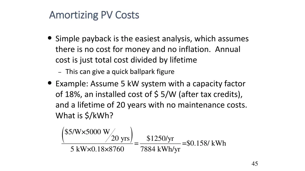 amortizing pv costs amortizing pv costs