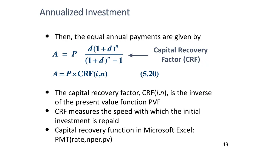 annualized investment annualized investment