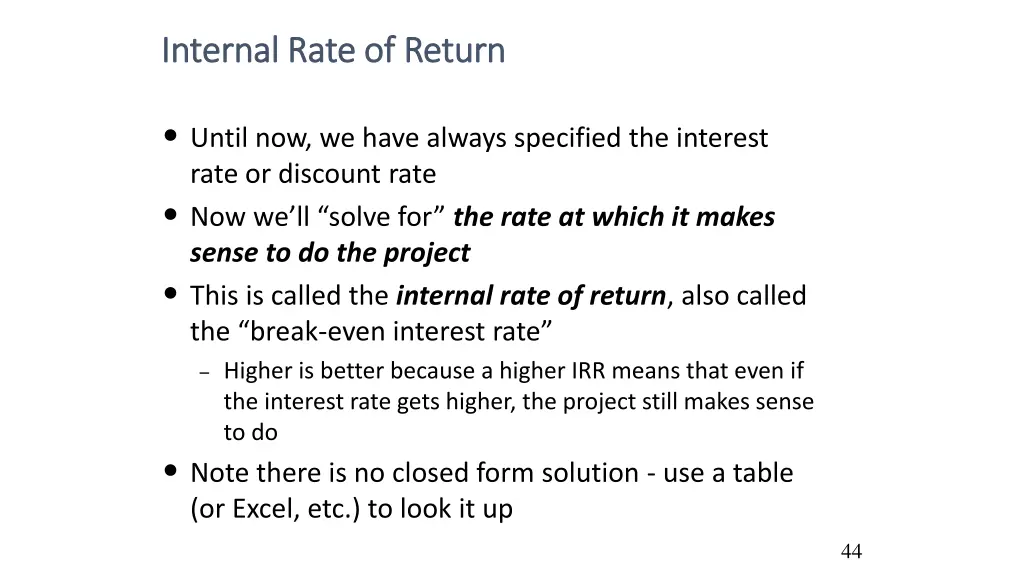 internal rate of return internal rate of return