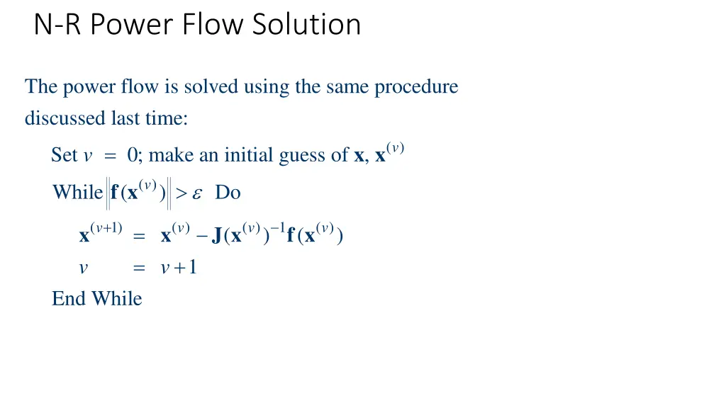 n r power flow solution