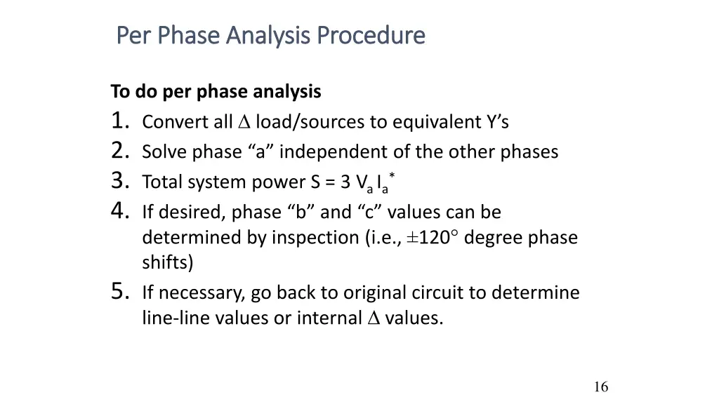 per phase analysis procedure per phase analysis