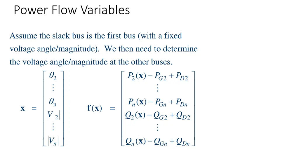 power flow variables