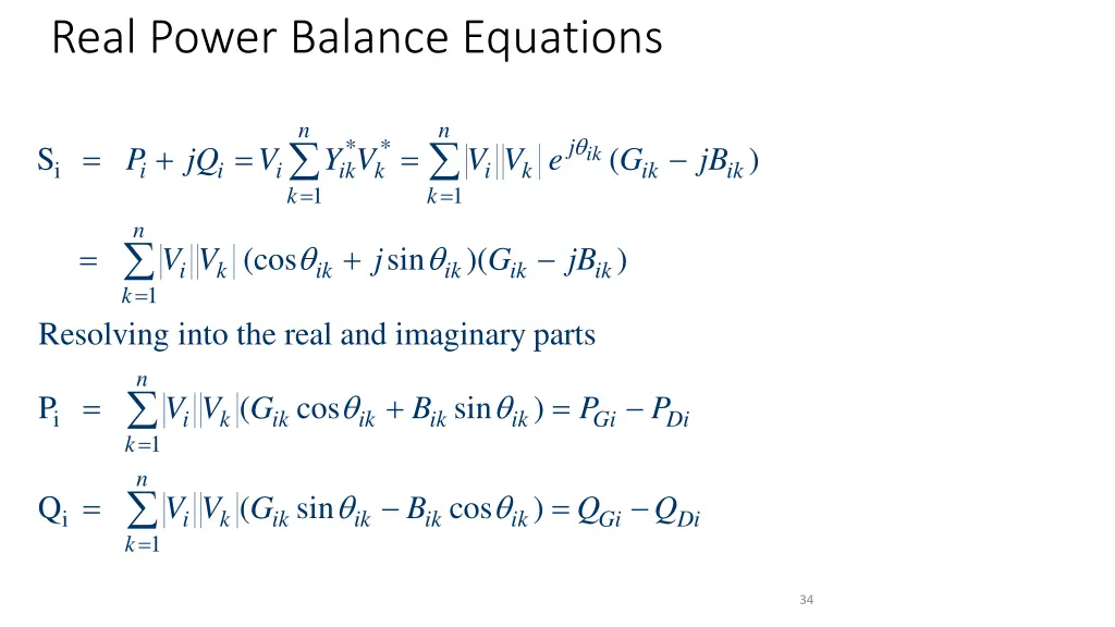 real power balance equations