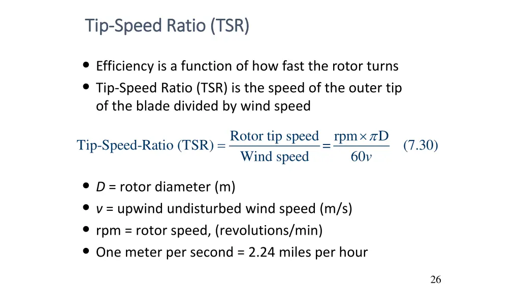 tip tip speed ratio tsr speed ratio tsr