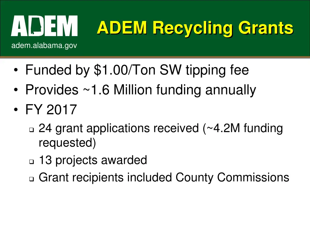 adem recycling grants 2