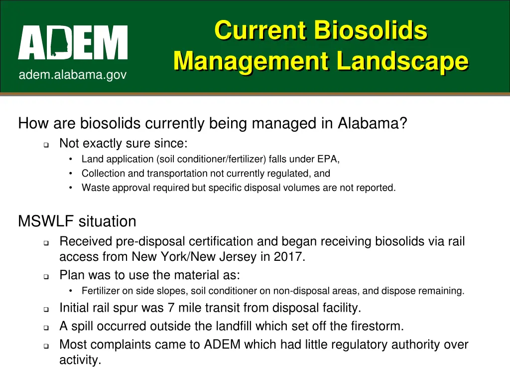 current biosolids management landscape