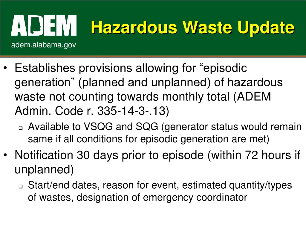 hazardous waste update 1