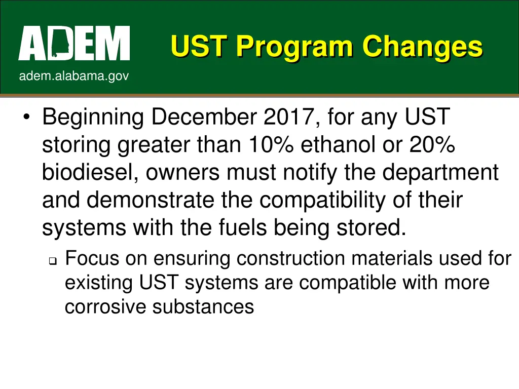 ust program changes 1