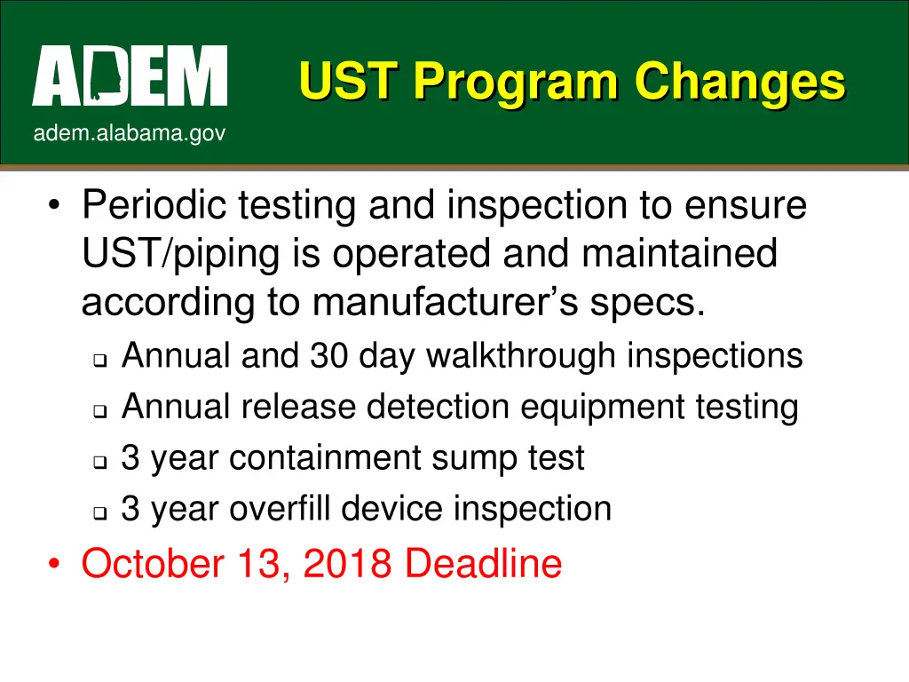 ust program changes 3