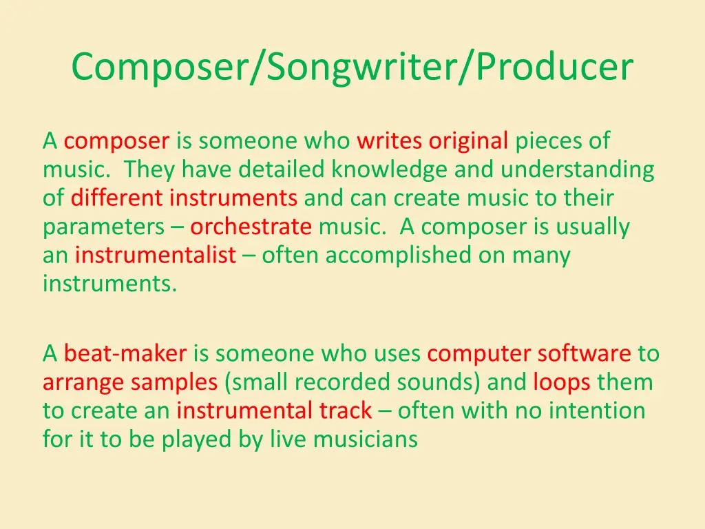 composer songwriter producer